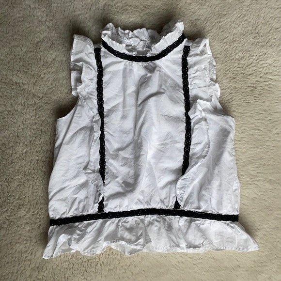 Janie And Jack | White Ruffle High Neck Sleeveless Blouse | 6 - Picture 6 of 11